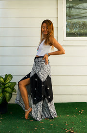 Black & Ivory Palazzo Wrap Pants