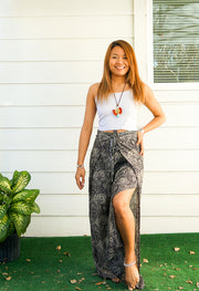Monochrome Paisley Palazzo Wrap Pants