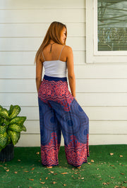 Blue Pink Mandala Palazzo Wrap Pants