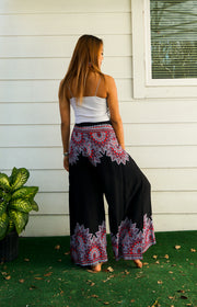 Dark Rose Mandala Palazzo Wrap Pants