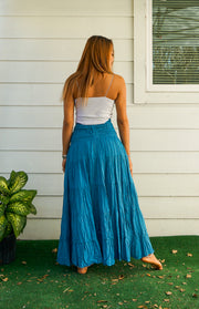 Boho Dream Crinkled Organic Cotton Gauze Tiered Maxi Skirt