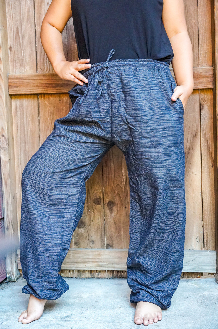 Solid Black Cotton Pants