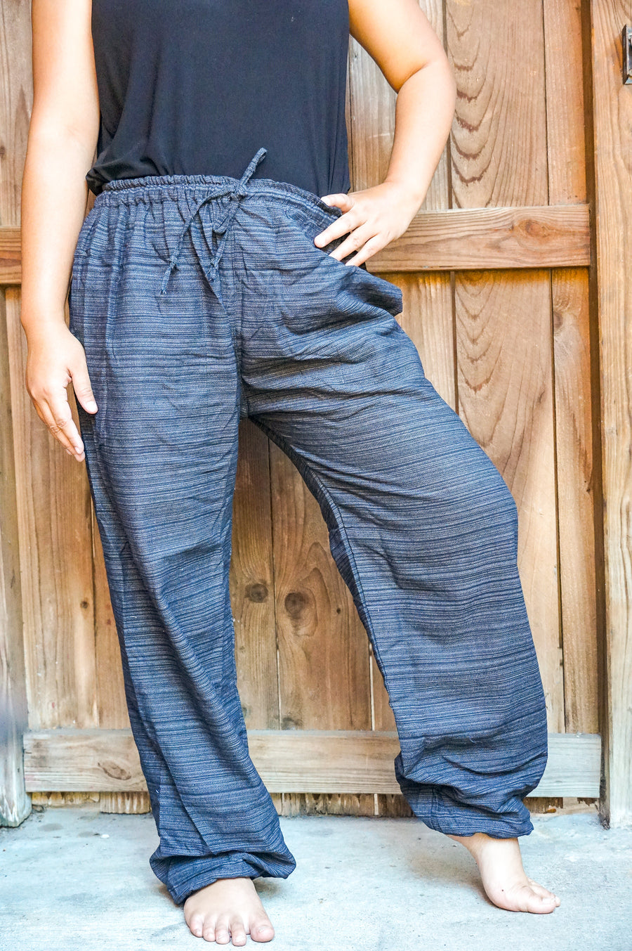 Solid Black Cotton Pants