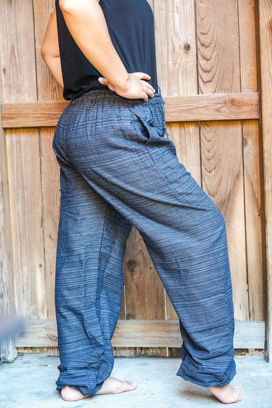 Solid Black Cotton Pants