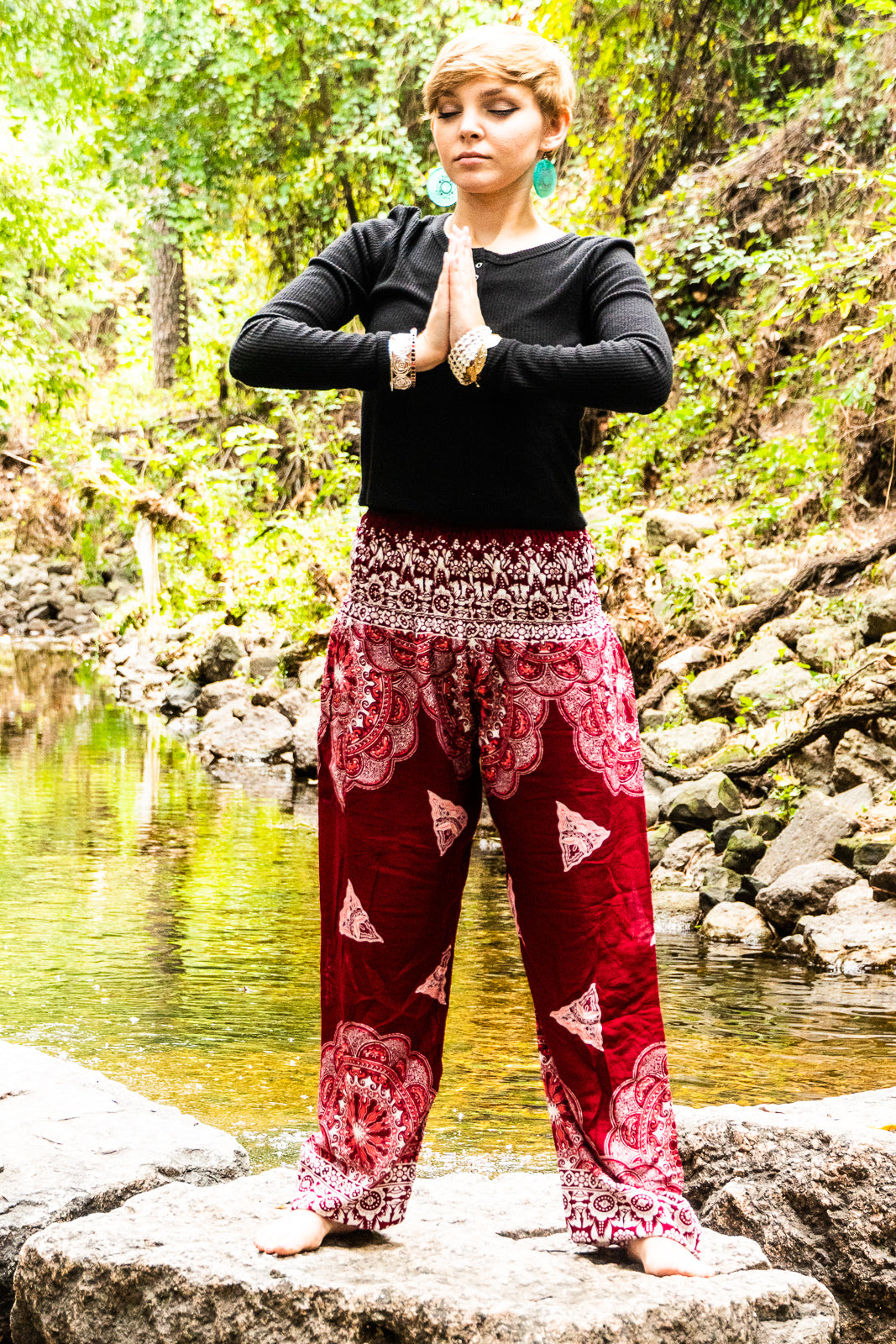 Crimson Paisley Flow Pants