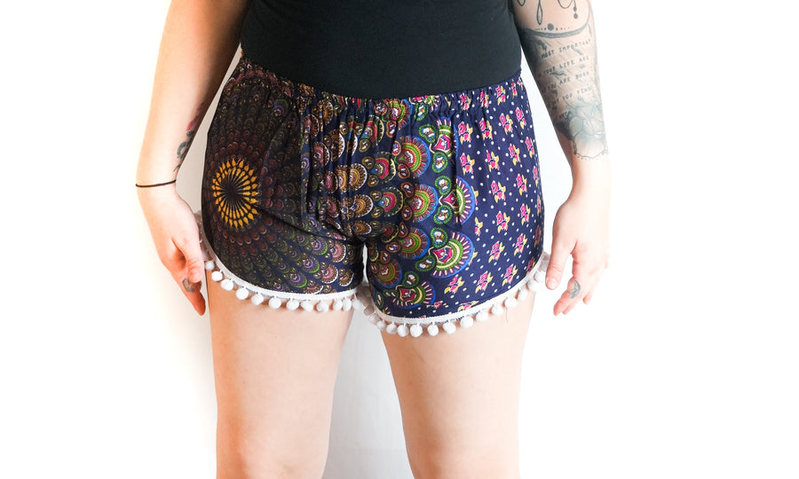 Dark Blue Mandala Shorts