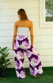 Lavender Swirl Tie Dye Palazzo Wrap Pants