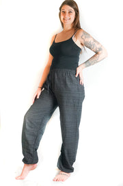 Solid Black Cotton Pants