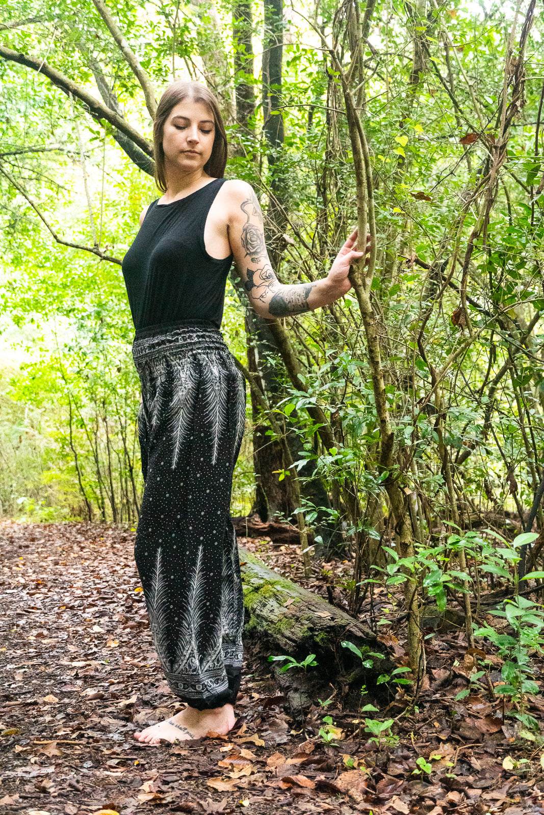 Black Feather Flow Pants