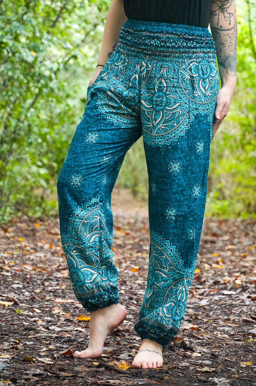 Turquoise Goddess Mandala Harem Pants