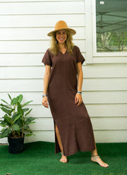 Brown Double Gauze Cotton Dress
