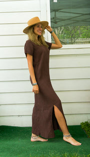 Brown Double Gauze Cotton Dress