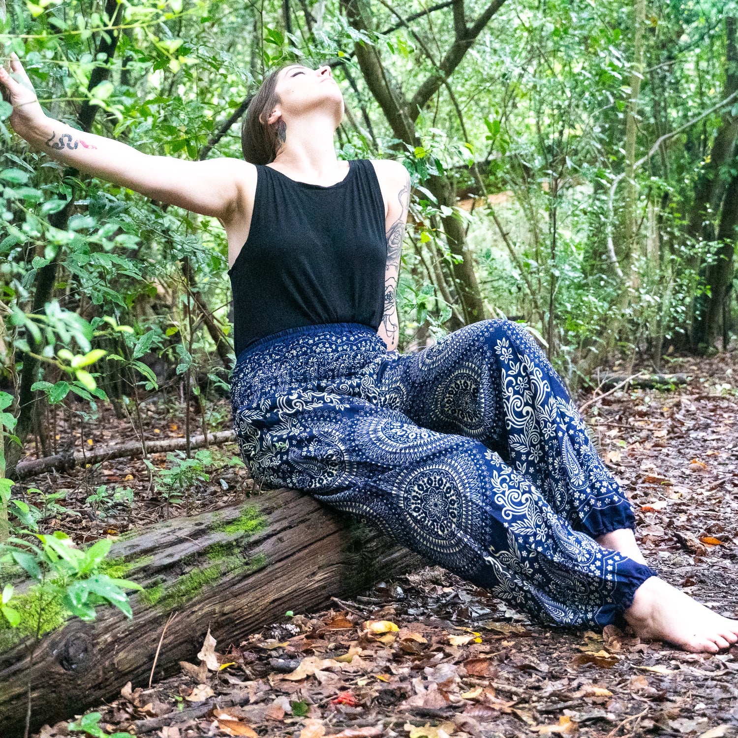 Indigo Blossom Mandala Flow Pants