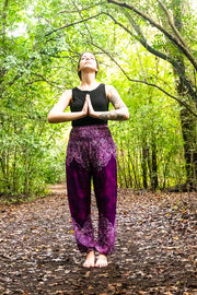 Purple Flower Bouquet Harem Pants