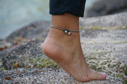 Elephant Turquoise Beaded Boho Silver Anklet