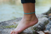 Turquoise Beaded Silver Double Strands Anklet
