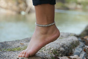 White Turquoise Boho Silver Anklet