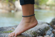 Black Onyx Boho Silver Anklet