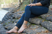 Red Coral Boho Silver Anklet