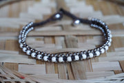 White Turquoise Boho Silver Anklet