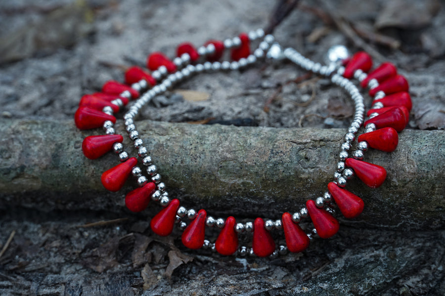Boho Luxe Red Teardrop Bracelet