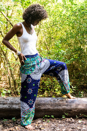 Dark Blue Star Mandala Harem Pants
