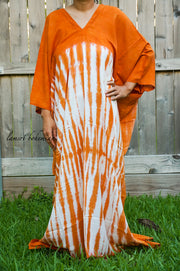 Orange Shibori Tie Dye Kaftan