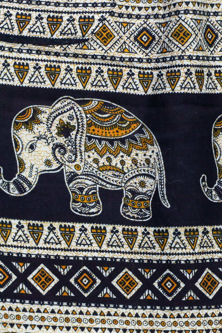 Pridi Black Tribal Elephant Plus Size Harem Pants