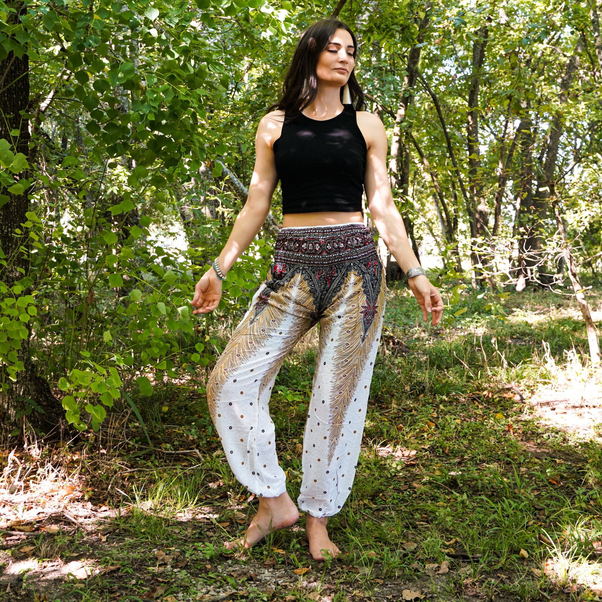 White Peacock Flow Pants