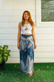 Blue Lotus Mandala Palazzo Wrap Pants